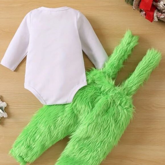 Adorable Baby Christmas Outfit - Funny Graphic Crew Neck Long Sleeve Romper - Picture 2 of 2